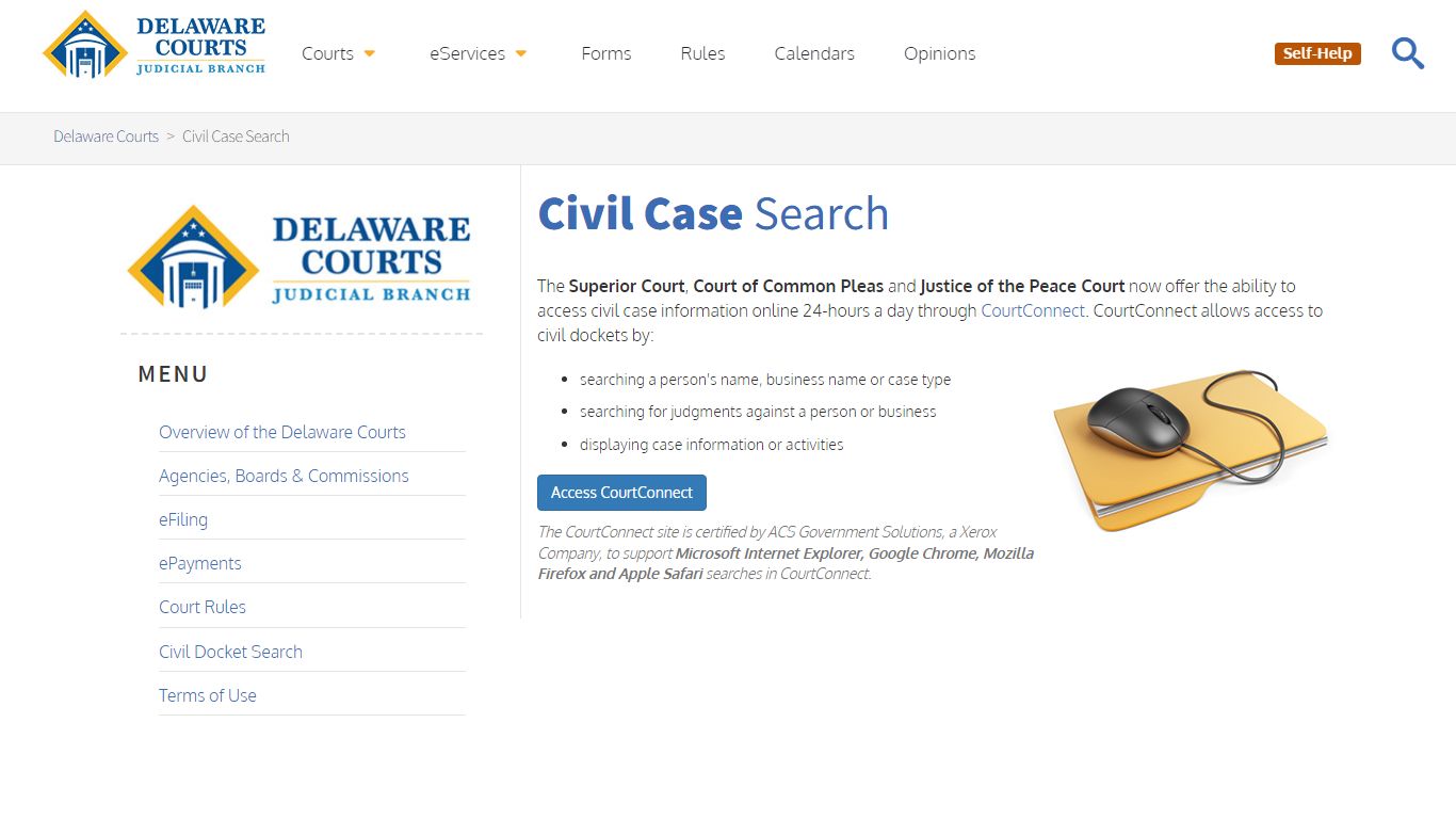 Civil Case Search - Delaware Courts - State of Delaware